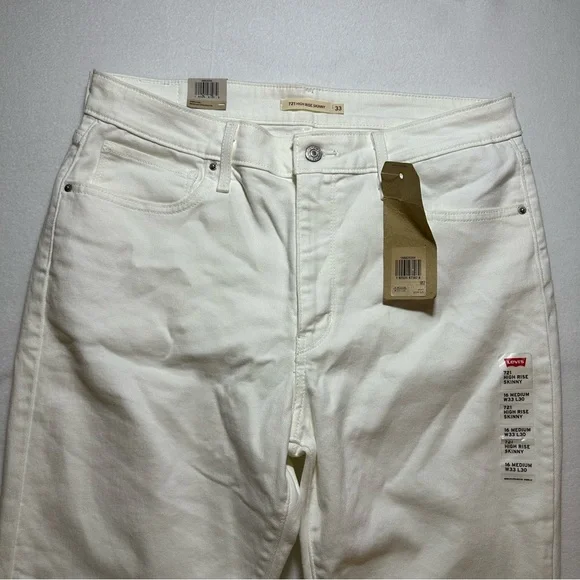 Levi’s 721 High Rise Skinny Jeans White Denim Womens Plus Size 16 NWT - Picture 2 of 8